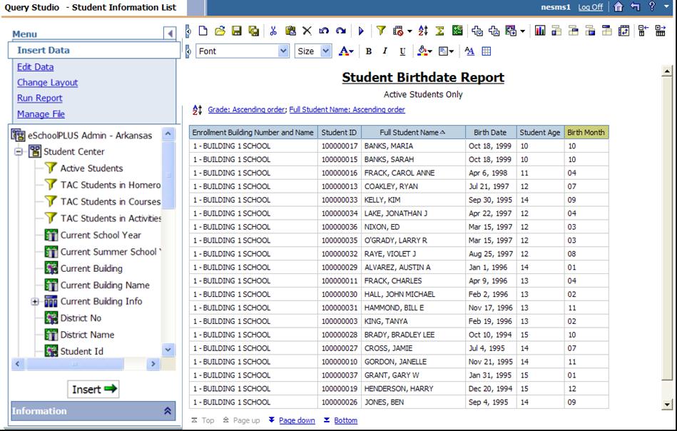 Creating Custom Filters 1. Select the field from the report workspace that should be filtered by clicking in the heading of the field (typically filters are created on fields that are in the report).