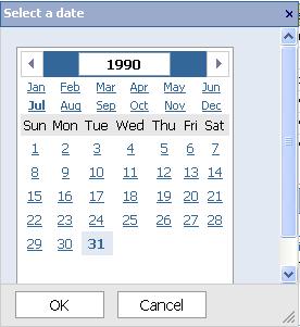 Note: Options of Select Values and Define a Range will be available on same data items. When the Select a date link is clicked, a calendar appears for the date to be selected. eschoolplus 3.