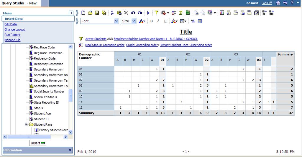 2. More items can be added to the report by pulling items into either the rows or columns.