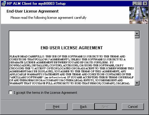 Chapter 1 Working with ALM Client MSI Generator 3 The End-User License