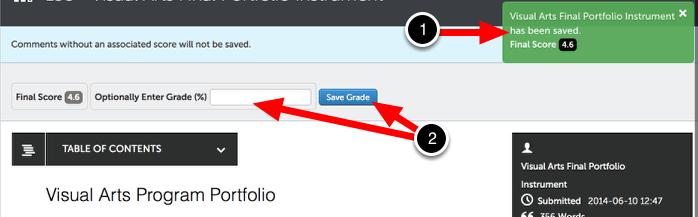 assessment. Click Save Grade to send this grade back to your LMS Gradebook.