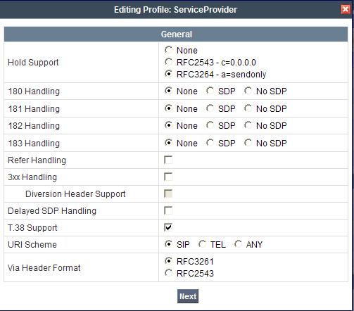 7.3.2. Server Interworking: ServiceProvider A second Server Interworking profile named ServiceProvider was similarly created.