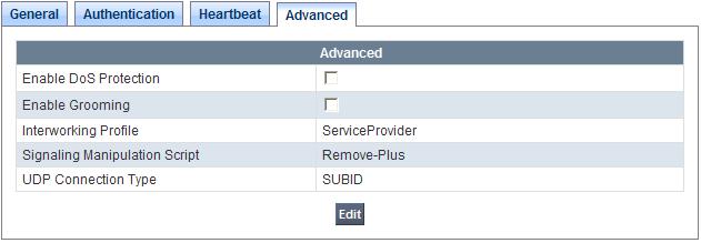 Once configuration is completed, the Advanced tab for ServiceProvider will appear as shown below. 7.5.