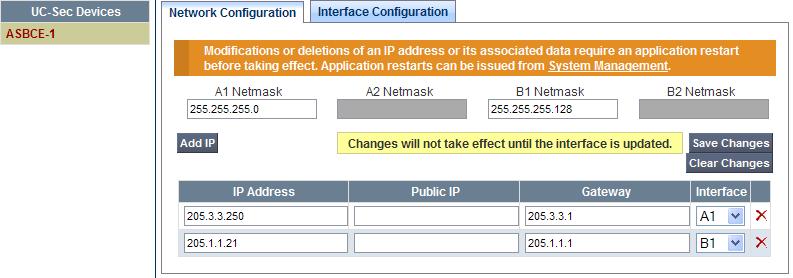 7.10. Device Specific Settings Network Management The network information should have been previously specified during the installation of the Avaya SBCE.