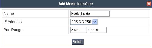 7.11. Device Specific Settings Media Interface Media Interfaces are created to adjust the port range assigned to media streams leaving the interfaces of the SBC.
