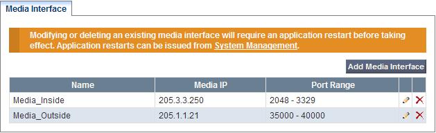 The resultant Media Interface configuration used in the sample configuration is shown below. 7.12.