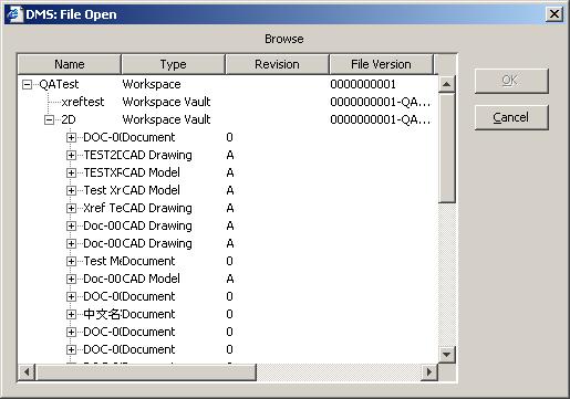 Oracle AutoVue VueLink 20.0 for ENOVIA 12 ENOVIA Designer Central Browse 1 From the File Open dialog click on the ENOVIA DEC Browse.