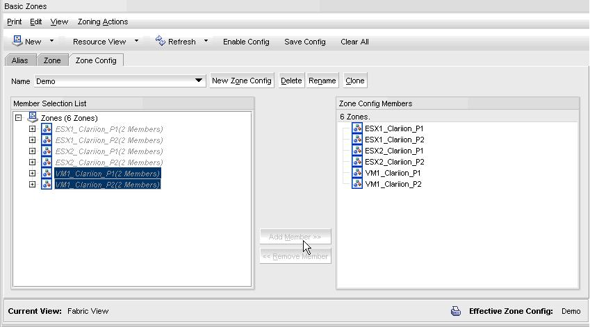 Follow the steps to configure the second storage initiator. k. Click the Zone Config tab. l.