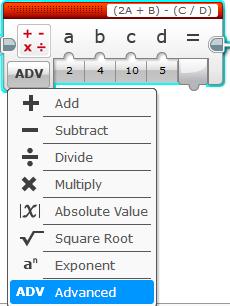 The Math Block!!! You can Add, Subtract, Divide, Multiply, and obtain the absolute value. Now you can calculate an exponent and CREATE YOUR CUSTOM FUNCTION under the Advanced option!
