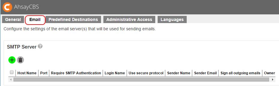 2. In the Email Server tab, locate the SMTP