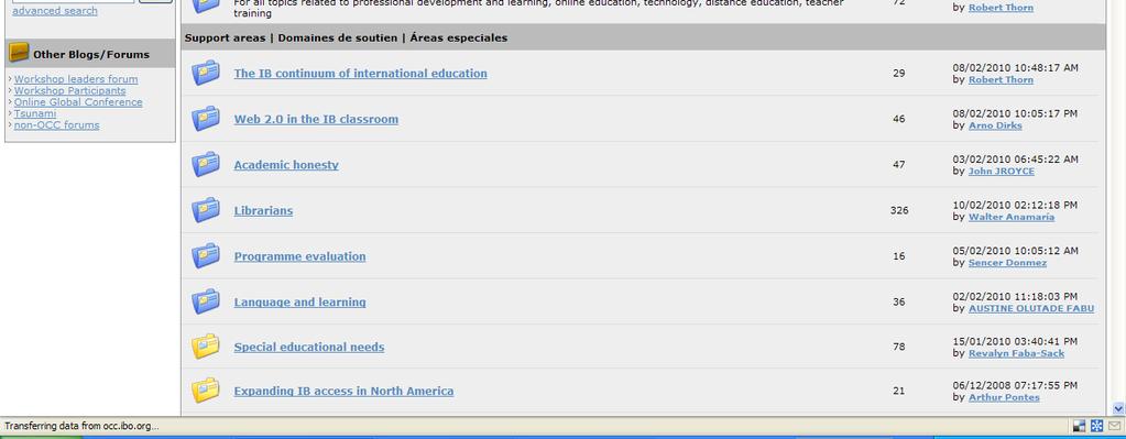 access in North America, Learner profile and forums for the IB teacher awards.