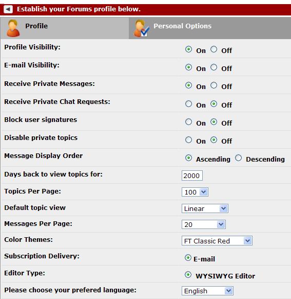 Options. This is where you can set your forum preferences.