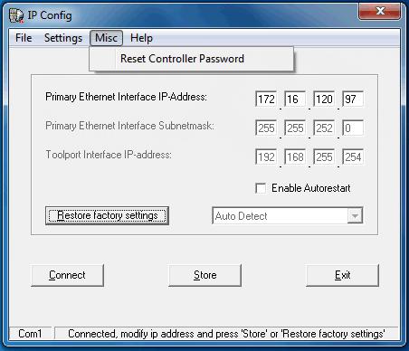 Section 5 CI871 Web Server Reset Default Password IP Config tool can be started only after a long reset of the controller.