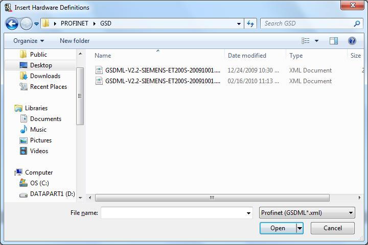 Start Wizard Section 7 Device Import Wizard Start Wizard Figure 57. GSD File Selection Dialog 1.