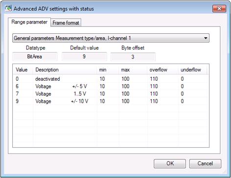 Section 7 Device Import Wizard Advanced ADV Settings with status Figure 78. Advanced ADV Settings with status - Range Parameter The Figure 78 displays some default configurations.