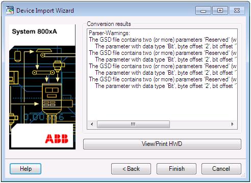 Section 7 Device Import Wizard Create Hardware Types 2. Click Next. The Conversion results are displayed.