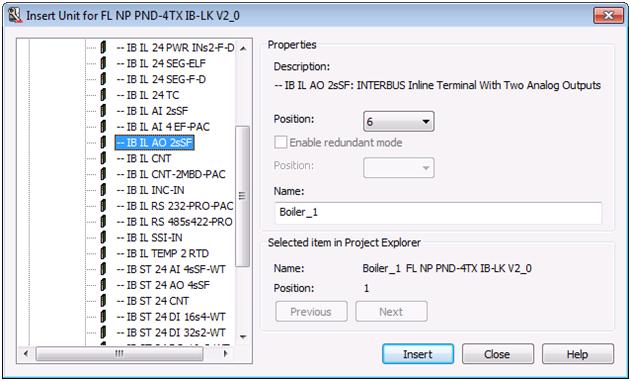 Section 3 Configuration Inserting a PROFINET IO Device 7. Right-click the device for which the I/O modules are to be inserted and select Insert Unit.