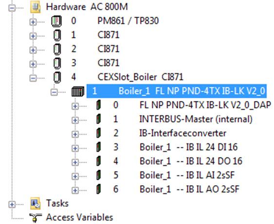 Inserting a PROFINET IO Device Section 3 Configuration Figure 24. PROFINET IO Device with I/O modules in Hardware Tree 8.