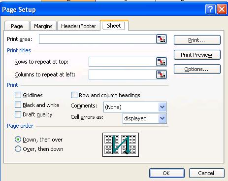 Select the Sheet tab Click Gridlines DISPLAYING COLUMN LETTERS & ROW NUMBERS ON PRINTOUTS Ensure that the sheet tab is selected.