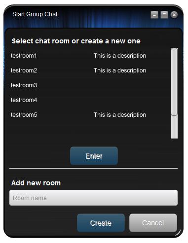 Figure 16 Group Chat To configure the room, so you enter a name and then press OK. Note that entering a Subject for a group chat is not mandatory.
