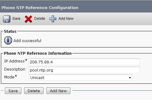 External NTP source for TC endpoints TC endpoints registered to Unified CM will try to use