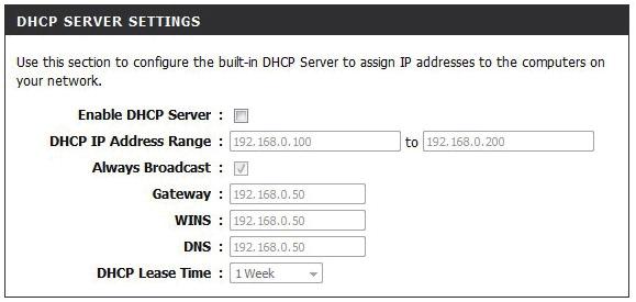 Section 3 - Configuration DHCP Server The DHCP server settings defines the range of the IP address that can be assigned to stations in the network.