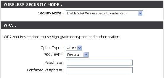 Section 4 - Security Configure WPA/WPA2 Personal It is recommended to enable encryption on your wireless access point before your wireless network adapters.