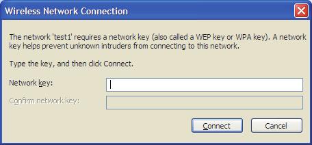 Section 5 - Connecting to a Wireless Network 3. The Wireless Network Connection box will appear. Enter the WPA-PSK passphrase and click Connect.