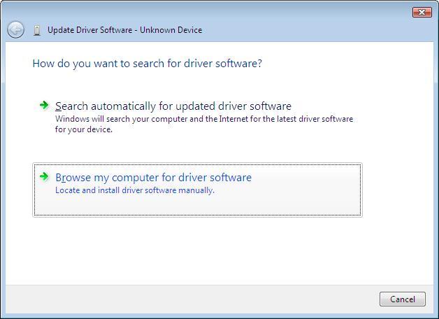 [Issue No.] FA-A-0008-D [Page] 20/26 (g) The following Windows confirmation dialog box appears. Select Browse my for driver software.