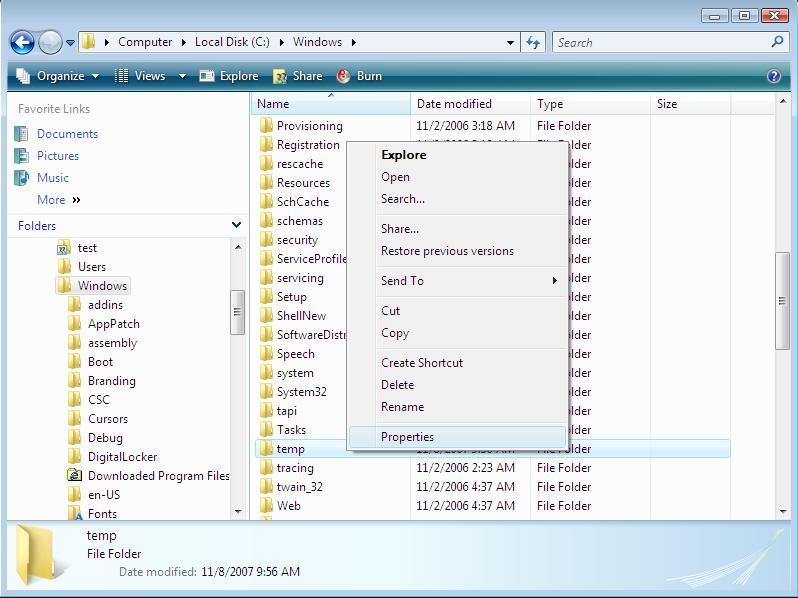 Click the windows folder appeared in the Programs list.