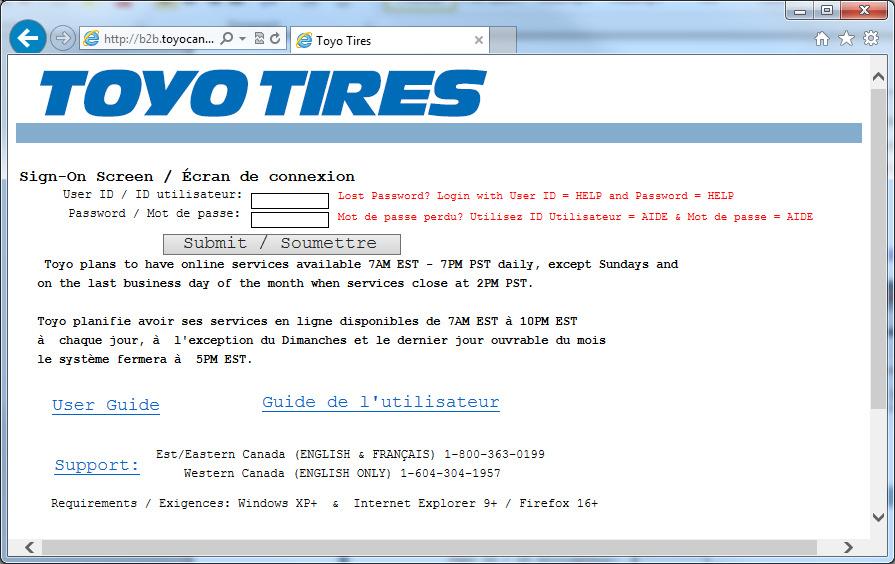 B2B User Guide: Overview: Although this site is fairly intuitive this document covers the functions provided to Toyo dealers on this site.