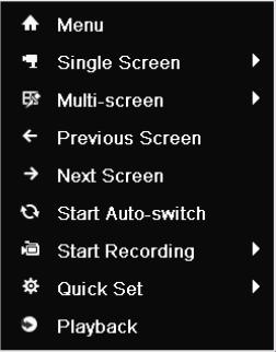 Right click a channel in live view mode and select Playback from the menu.