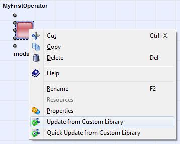 2 Update from Custom Library When you make changes to a custom operator, these changes are not reflected in the designs where you