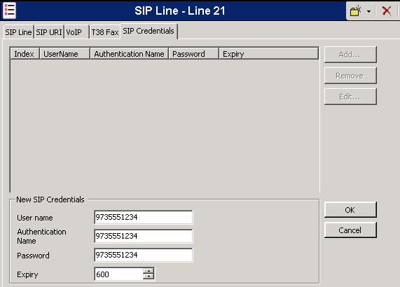 Since Avaya IP Office will register with tnet Business VoIP, SIP credentials must be defined. To create a SIP credential entry, first select the SIP Credentials tab.