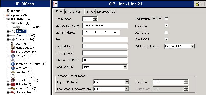4.4. Administer SIP Line A SIP line is needed to establish the SIP connection between Avaya IP Office and tnet Business VoIP. To create a SIP line, begin by navigating to Line in the Navigation Pane.