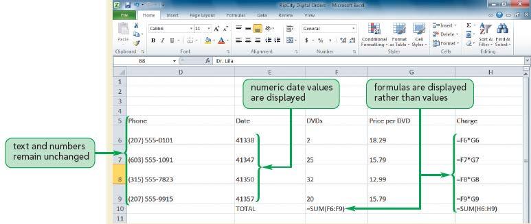 Viewing and Printing Worksheet Formulas Switch to formula view (Ctrl + ~) Useful when you encounter unexpected results and
