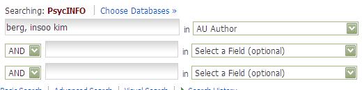 2) Enter the author s name (last name, first name) into a search box. Select Author from the dropdown menu.