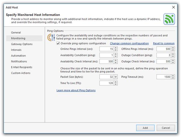 Getting Started You may notice that the Add Host dialog has multiple configuration options on the left side, so you can switch them to provide additional host settings.