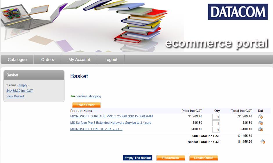 Once you select the Add To Basket button, you will be taken to the shopping basket page.