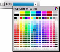 In the Size listbox, select 14 In the Style listbox, select Bold Click the Color dropdown listbox to bring up the color picker.