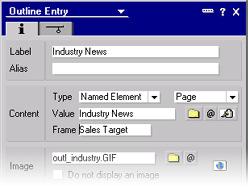 Click New Entry. Enter the label "Industry News". Choose the image "outl_industry". Note: You can modify the order of the entries at any time by clicking on an entry an dragging it up or down. Step 5.