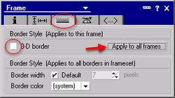 Step 4. Specify the frame border properties Whether or not you want the frames to have borders is a matter of taste. 3-D borders are displayed by default.