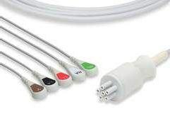 ML9456 Colin BP88S, one piece ECG cable with leadwire 3,-lead,IEC, Grabber, Round 6in.