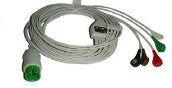 5-lead ECG patient trunk cable for Philips monitors with 8-pin ECG input connector, 9