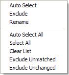 Right click in the file list to bring up the file list context menu.