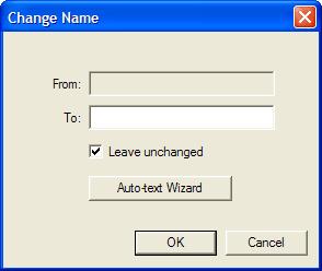 Setting up rename commands Changing part of the name all files have in common This section describes how to rename a set of files that all have a part of their name in common, and how to insert text