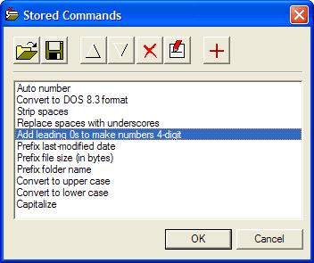 The following actions can be performed using this panel: Import stored commands list The Import Stored Commands button allows a file containing a set of stored commands to be loaded.