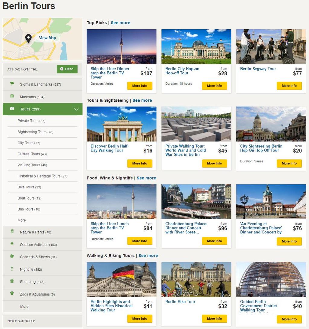 TripAdvisor: Emphasis on Bookable Activities New site design gives best