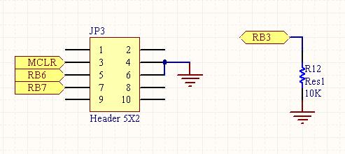 In Circuit Serial Programming (ICSP) Figure 12 MCLR, RB6 and RB7 need to be connected to the USB In Circuit Programmer (UIC00A) to program the PIC microcontroller.