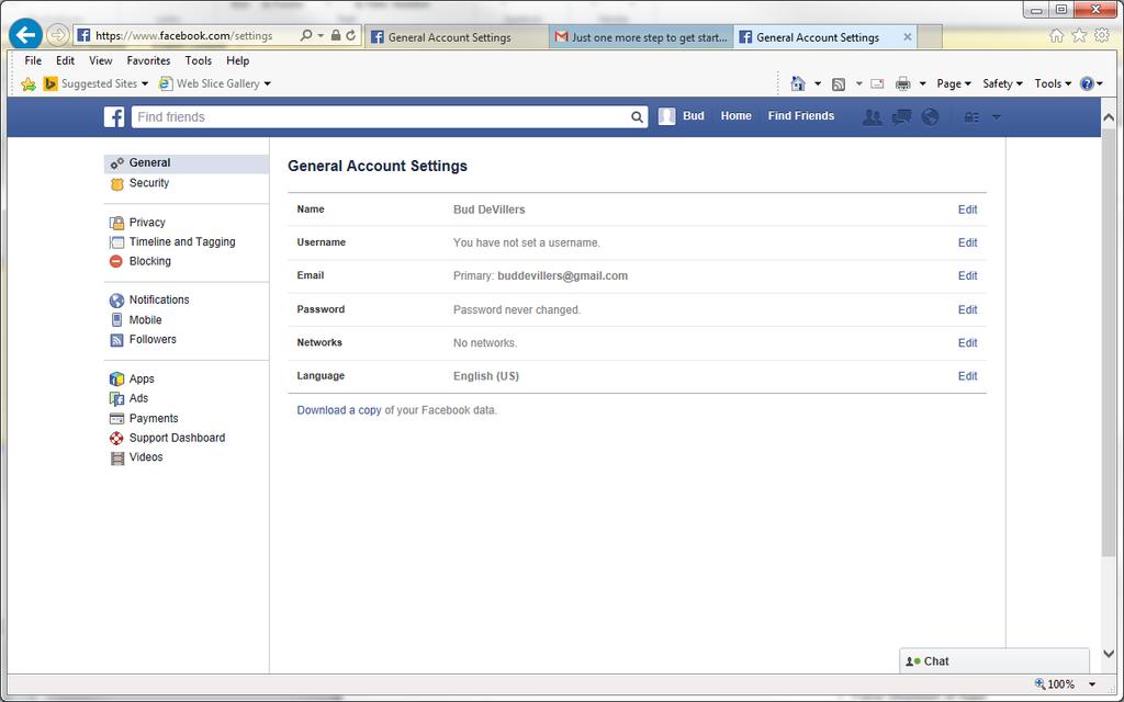 Step 3 The General Accounts Settings screen will be
